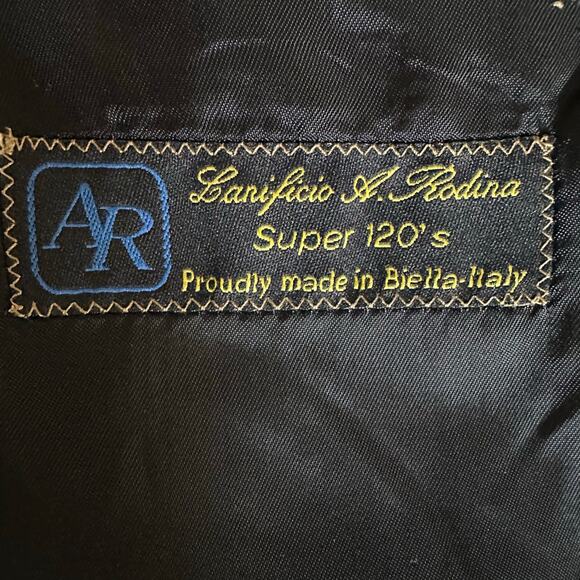 Pronto Uomo Men 44L Blazer Sport Coat Black Italy Super 120s Lanifico Rodina - Picture 8 of 11